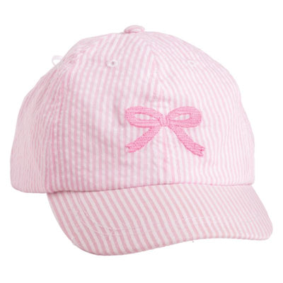 Mud Pie Pink Bow Embroidered Hat Image 1