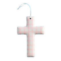 Mud Pie Pink Checkerboard Ceramic Crosses Image 1