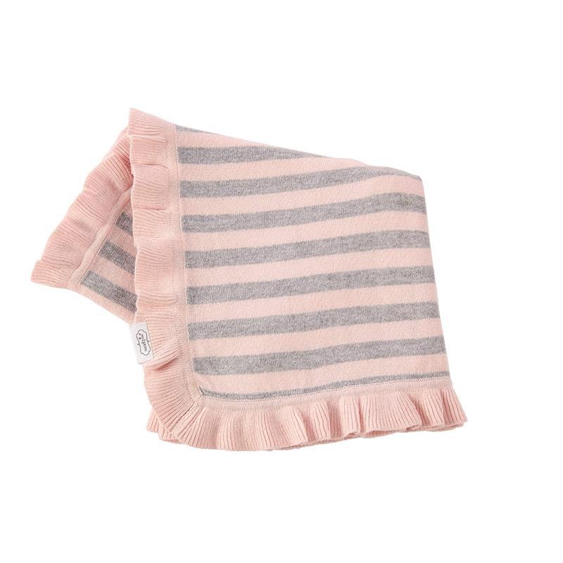 Mud Pie - Pink Grey Knit Ruffle Blanket  Image 1