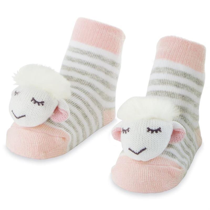 Mud Pie Pink Sheep Rattle Toe Socks 0/12M Image 1