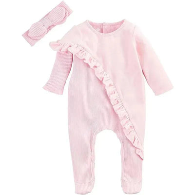 Mud Pie - Pink Velour Sleeper & Headband Set Image 1