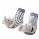 Mud Pie - Rattle Gray Elephant Baby Sock, 0/12M Image 1