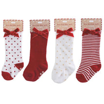 Mud Pie - Red Dot Tall Christmas Bow Sock 0/12M Image 2