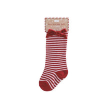 Mud Pie - Red Stripe Tall Christmas Bow Sock 0/12M Image 1