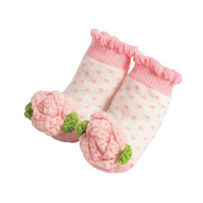 Mud Pie Rose Crochet Rattle Toe Socks, 0/6M