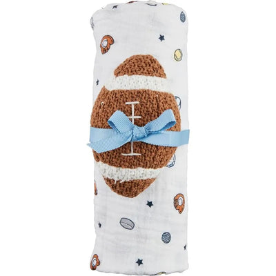 Mud Pie - Sports Swaddle & Football Rattle Set Image 1