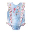Mud Pie - Striped Floral Swimsuit Image 1