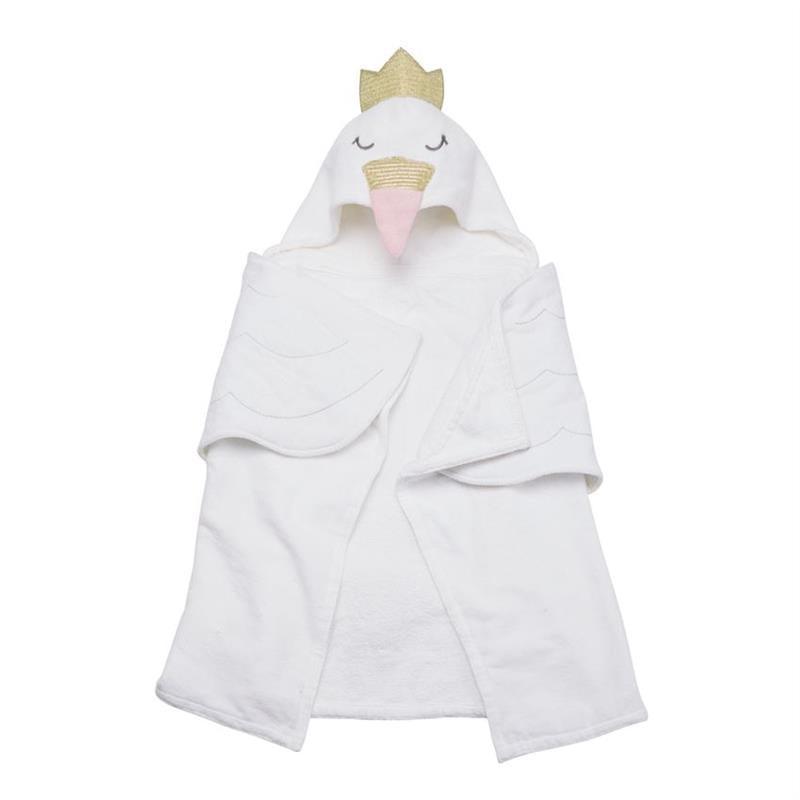 Mud Pie Swan Hooded Towel White One Size Image 1