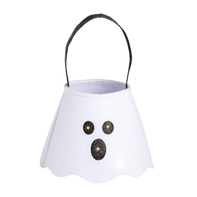 Mud Pie - Unisex Kid's Halloween LED Light Up Projecting Treat Bucket, White Image 1