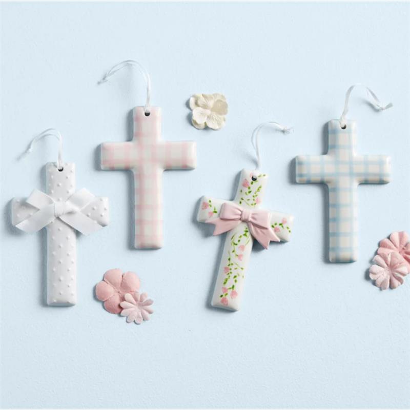 Mud Pie White Dots Ceramic Crosses  Image 2