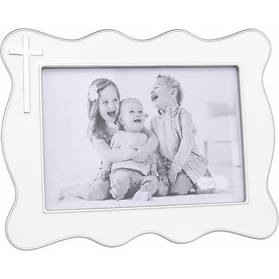 Mud Pie White Enamel Cross 4x6 Picture Frame