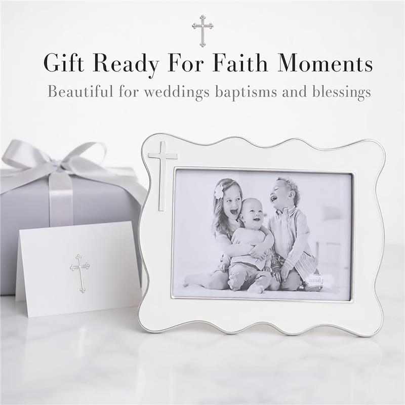 Mud Pie White Enamel Cross 4x6 Picture Frame