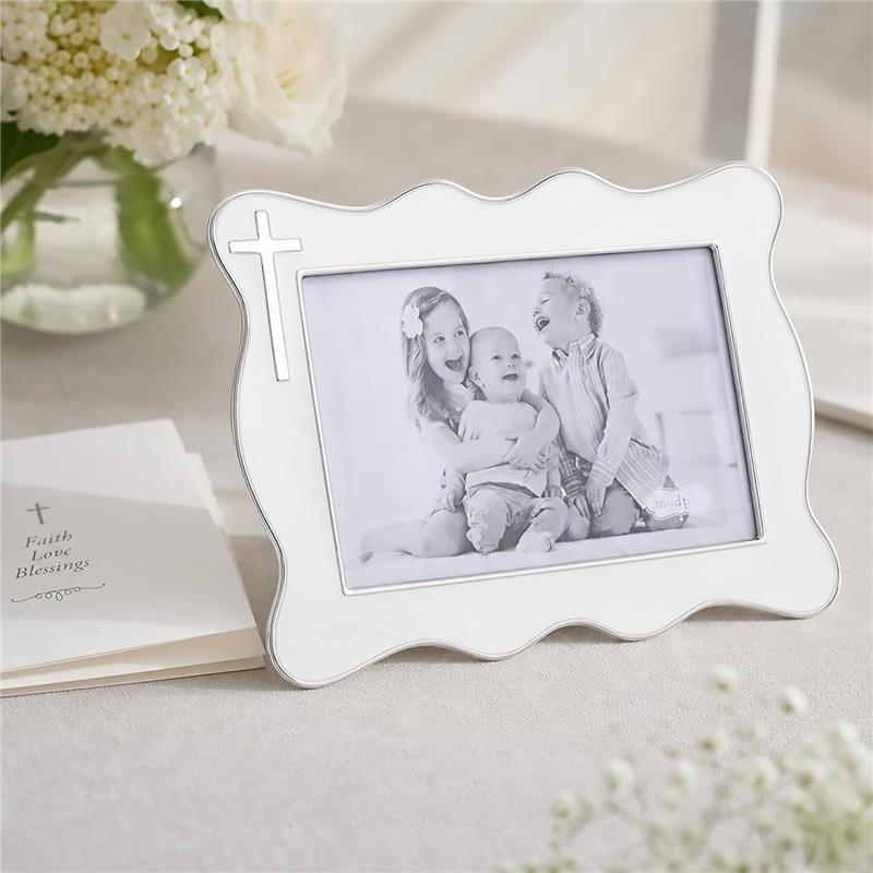 Mud Pie White Enamel Cross 4x6 Picture Frame