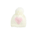 Mud Pie White Knit Hats with Pink Heart Image 1