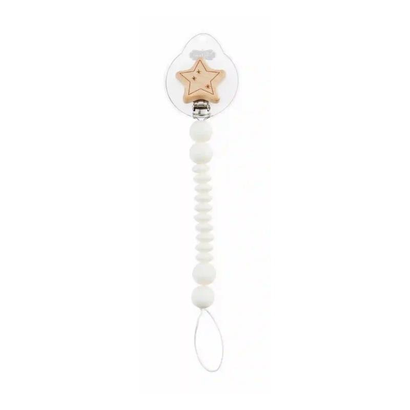 Mud Pie - Wood And Silicone Pacy Clip Spinner, White Star Image 1