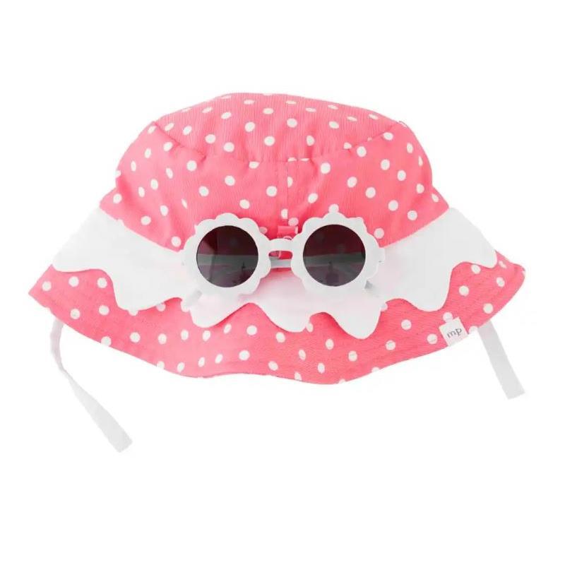 Mud Pink - Pink Scallop Baby Hat And Glasses, 6/18M Image 1