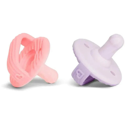 Munchkin 21 Sili-Soothe & Teethe Silicone Pacifier + Teether - 2Pk, Pink/Purple Image 1
