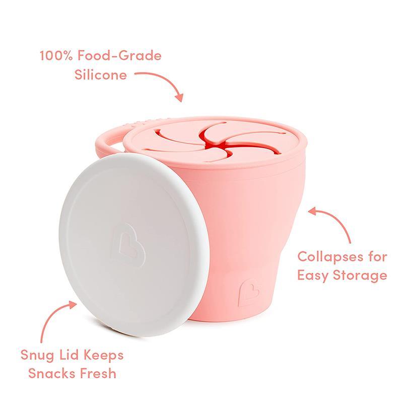 Munchkin - C’est Silicone! Collapsible Snack Catcher® with Lid, Coral Image 5
