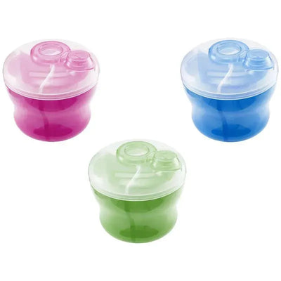 Munchkin Formula Dispenser, featuring three containers in pink, green, and blue, each with a secure lid and measuring sections.