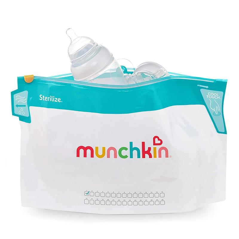 Munchkin Jumbo Bottle Sterilizing Bags, Microwave Bottle Sterilizer Bags - 6Pk, 180 Uses Image 1