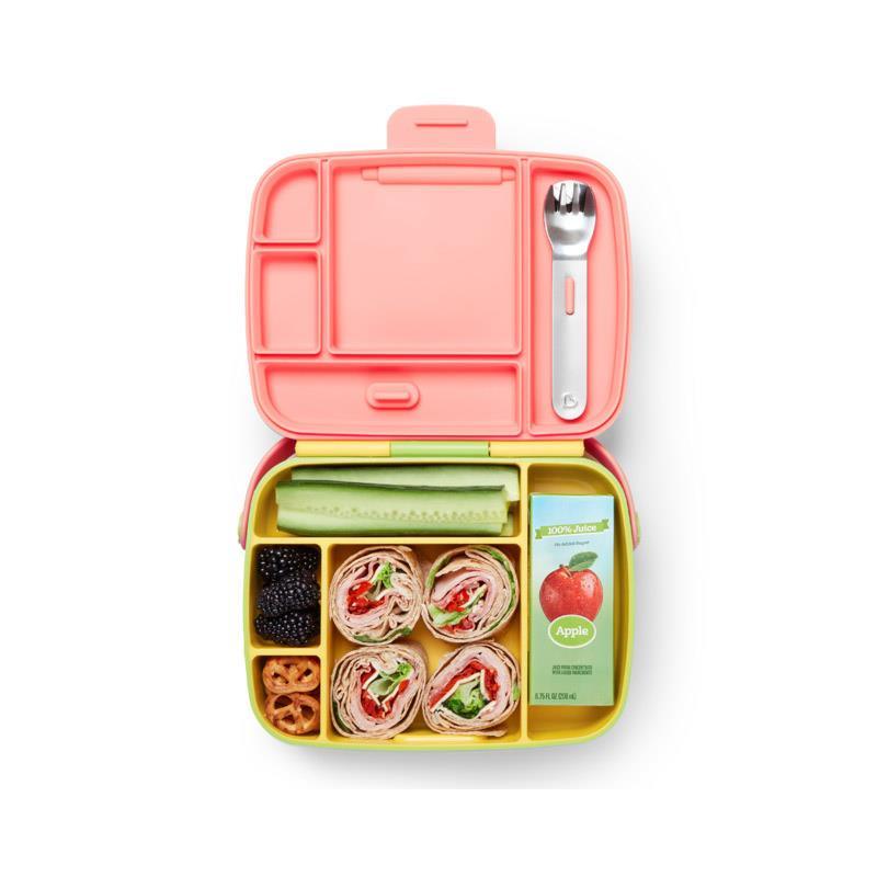 Munchkin - Lunch Bento Box with Stainless Steel Utensils (Yellow & Pink) Image 2