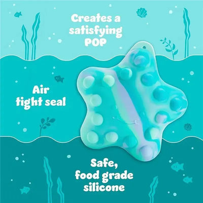 Munchkin Pop Squish Popping Bath Toy, a squeezable starfish made of safe silicone, designed for sensory play.