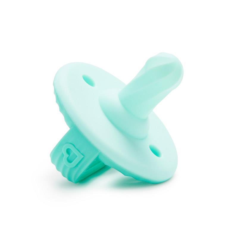Munchkin Sili-Soothe & Teethe Silicone Pacifier + Teether - 2Pk, Blue/Green Image 3