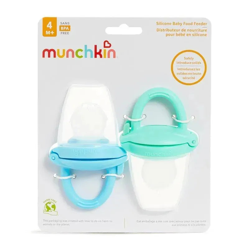 Munchkin - Silicone Baby Food Feeder for Solids and Purees, 2 Pack, Blue/Mint Image 5