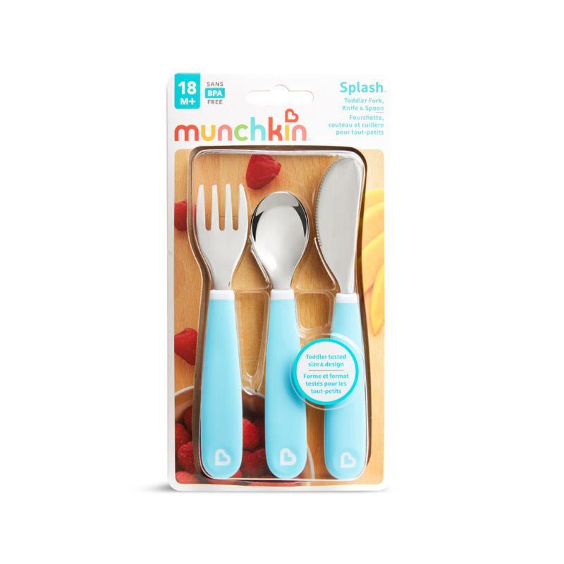 Munchkin Splash Toddler Fork, Knife & Spoon Set, Blue Image 2