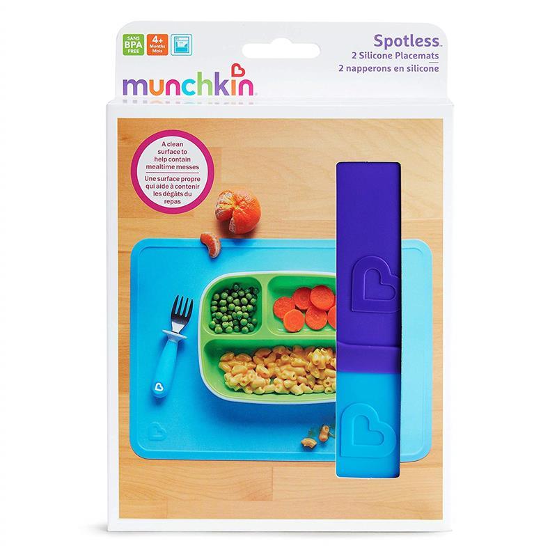 Munchkin Spotless Silicone Placemats - 2 Pack (Purple/Blue) Image 1