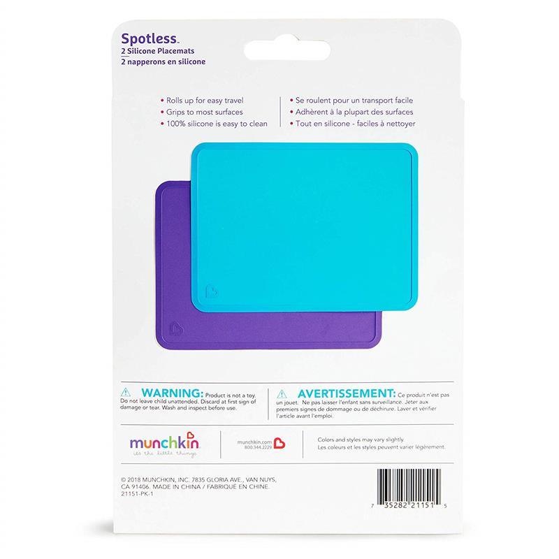 Munchkin Spotless Silicone Placemats - 2 Pack (Purple/Blue) Image 3