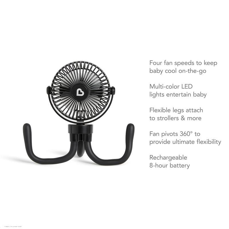 Munchkin - Stroller Fan Portable Baby Cooling System with 4 Speeds, Rechargeable Battery, and Entertaining LED Image 3