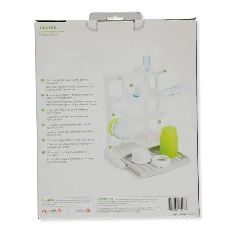 Munchkin - Tidy Dry Space Saving Vertical Bottle Drying Rack for Baby Bottles and Accessories, White Image 2