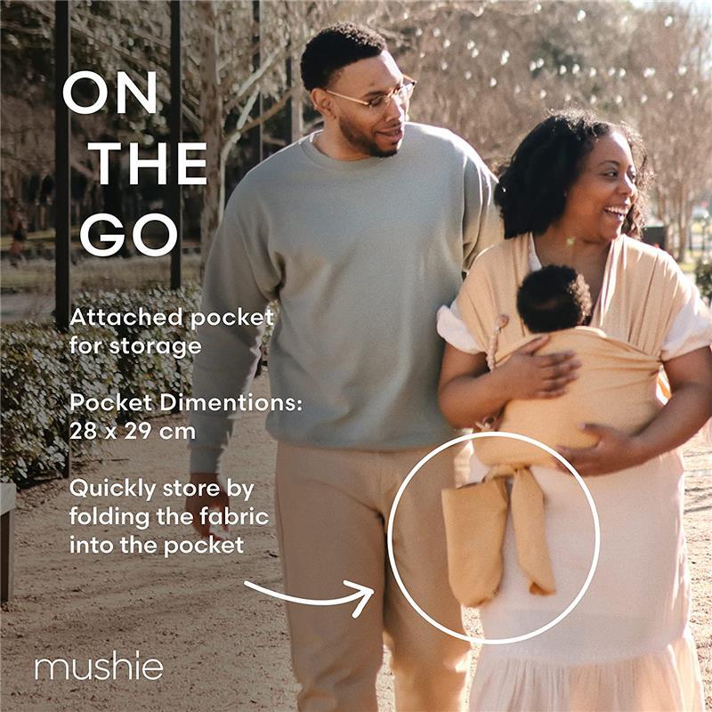 Mushie - 100% Organic Cotton Baby Wrap Carrier, Grey Melange Image 4