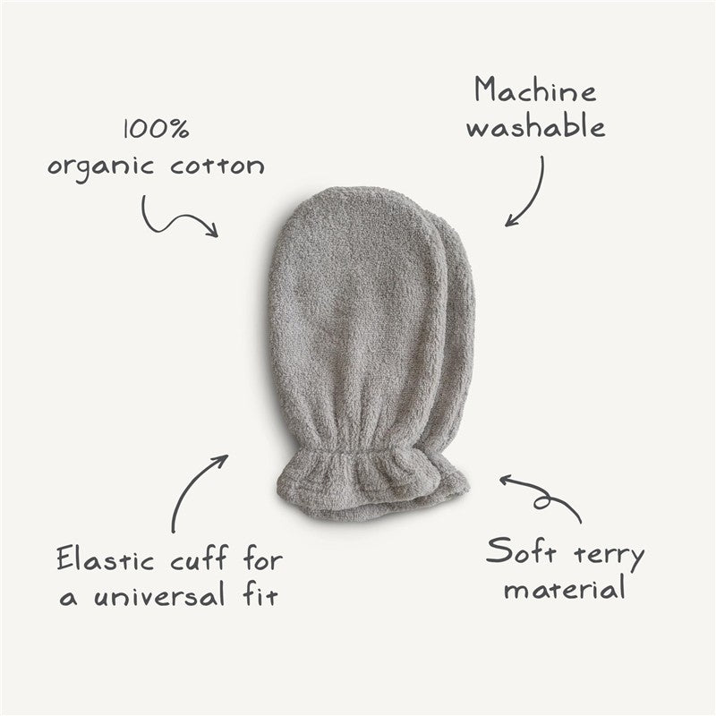 Mushie Organic Cotton Bath Mitts 2-Pack - Gray Image 8