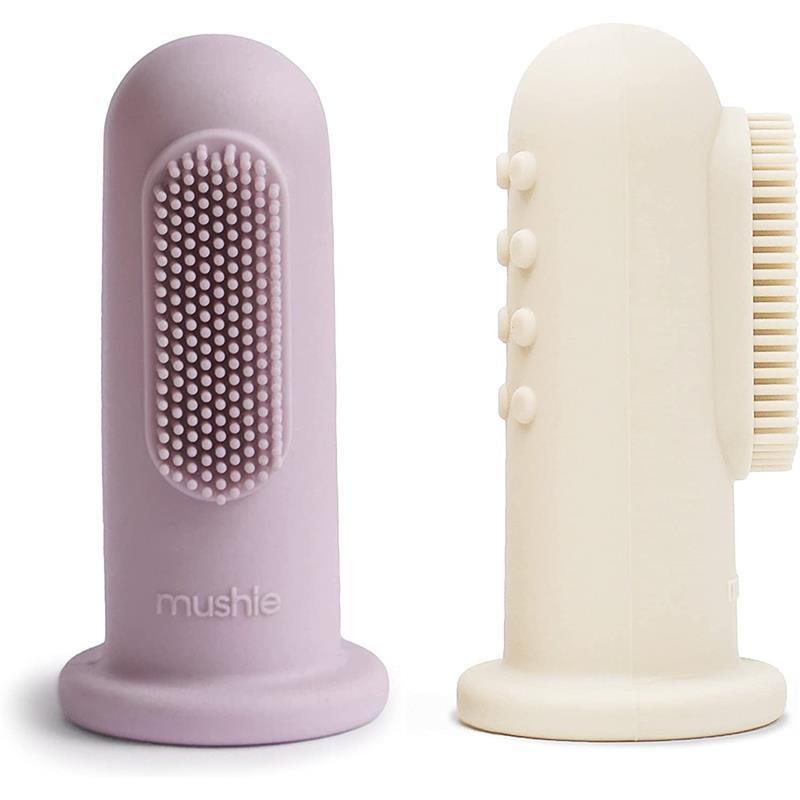 Mushie - 2Pk Finger Toothbrush Soft, Lilac/Ivory Image 1