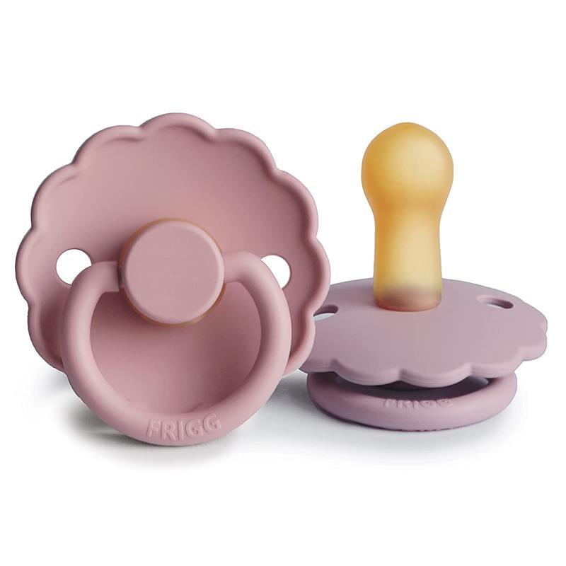 Mushie - 2Pk Frigg Daisy Natural Rubber Baby Pacifier, Baby Pink/Soft Lilac, 6/18M Image 1