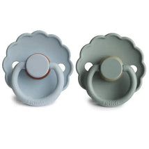 Mushie - 2Pk Frigg Daisy Natural Rubber Baby Pacifier, Powder Blue/Sage, 6/18M Image 2
