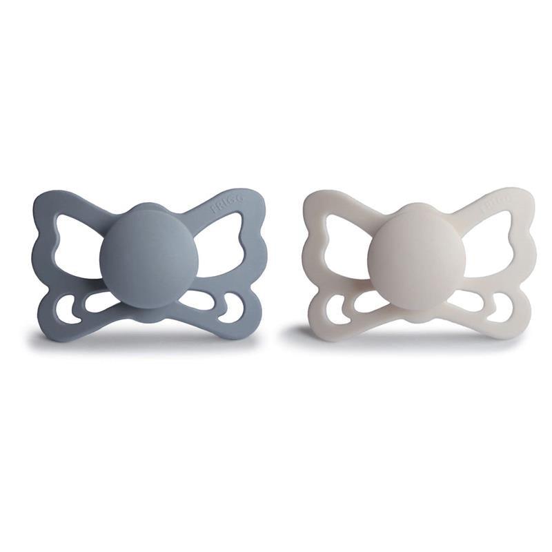 Mushie - 2Pk Great Grey/Silver Gray Butterfly Anatomical Silicone Pacifier, 6/18M Image 1