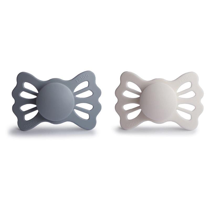 Mushie - 2Pk Lucky Symmetrical Silicone Pacifier, 6/18M, Great Gray/Silver Gray Image 1