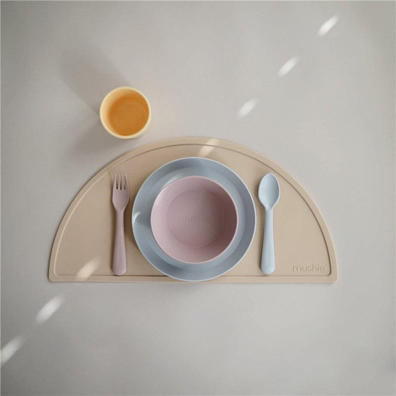 Mushie Silicone Round Plate Dinnerware Set 2 Pack - Soft Lilac Image 3