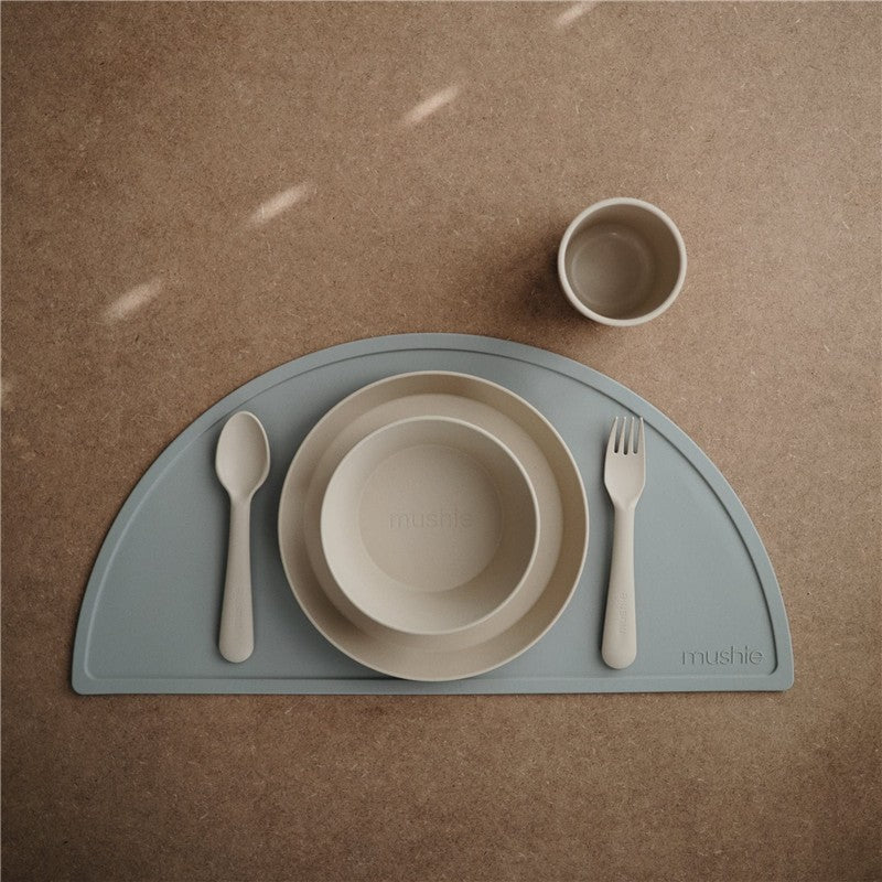 Mushie Silicone Round Plate Dinnerware Set 2 Pack - Vanilla Image 4
