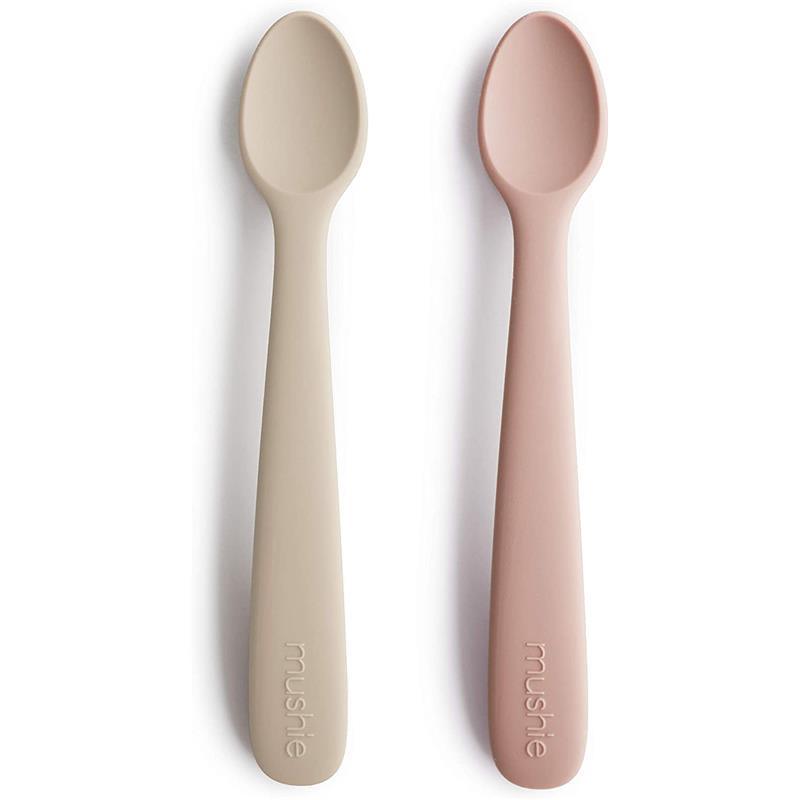 Mushie - 2Pk Silicone Feeding Spoons, Blush/Shifting Sand Image 1