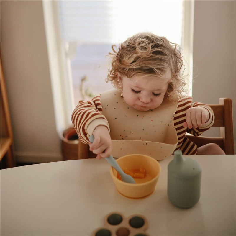 Mushie Silicone Feeding Spoons 2 Pack - Cambridge Blue & Shifting Sand Image 4