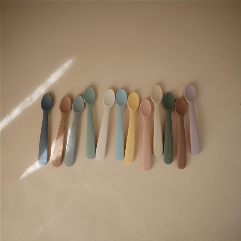 Mushie Silicone Feeding Spoons 2 Pack - Cambridge Blue & Shifting Sand Image 8