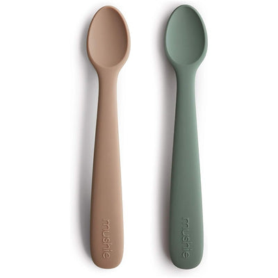 Mushie Silicone Feeding Spoons 2 Pack - Dried Thyme & Natural Image 1