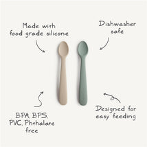 Mushie Silicone Feeding Spoons 2 Pack - Dried Thyme & Natural Image 2