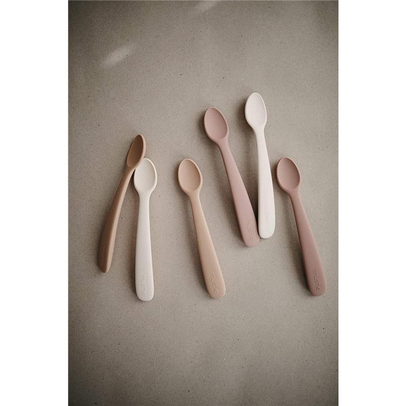 Mushie - 2Pk Silicone Feeding Spoons, Dried Thyme/Natural Image 4