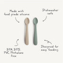 Mushie Silicone Feeding Spoons 2 Pack - Stone & Cloudy Mauve Image 8