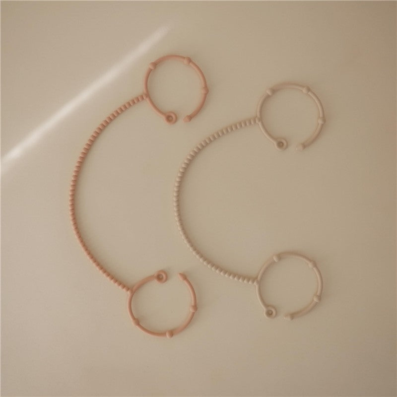 Mushie Adjustable Silicone Strap 2-Pack - Blush/Shifting Sand Image 3